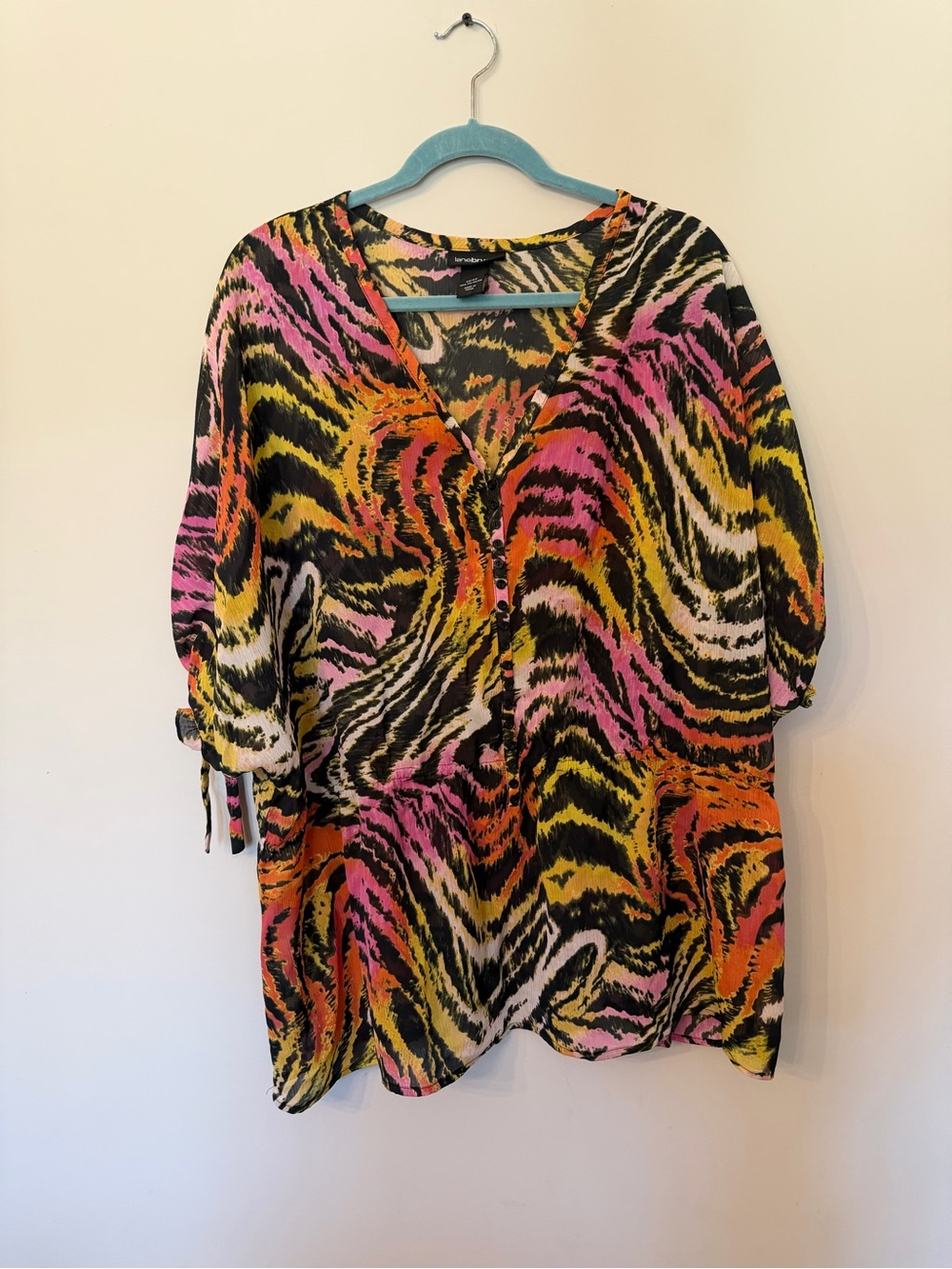 Multi colored animal print sheer top/swim coverup size 22/24